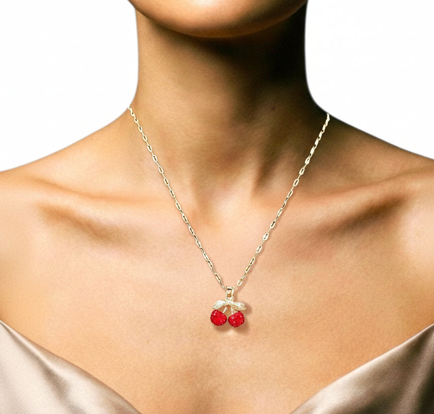 Collar Cerezas Con Cristales