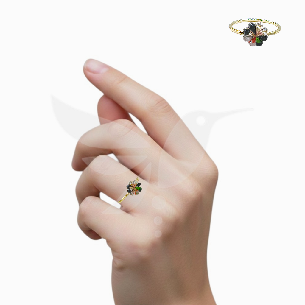 Anillo Dorado Flor de Cristal