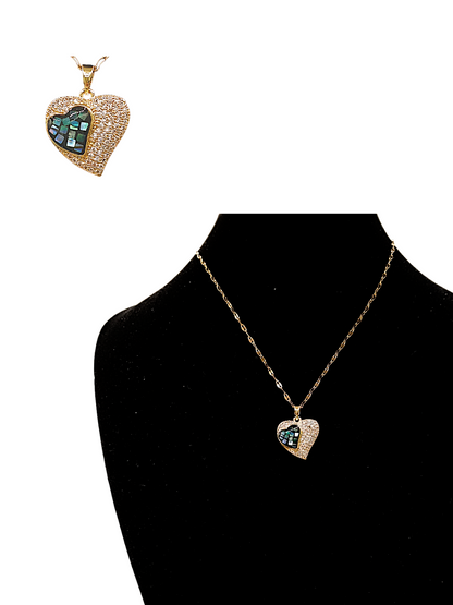 Collar de Corazón con Cristales y Abalón