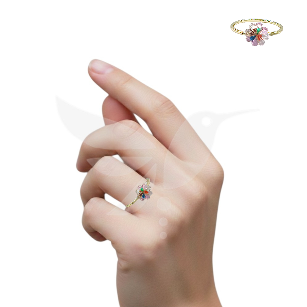 Anillo Dorado Flor de Cristal