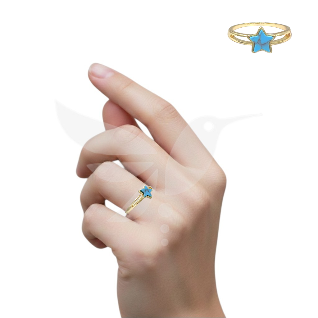 Anillo dorado con tonos turquesa