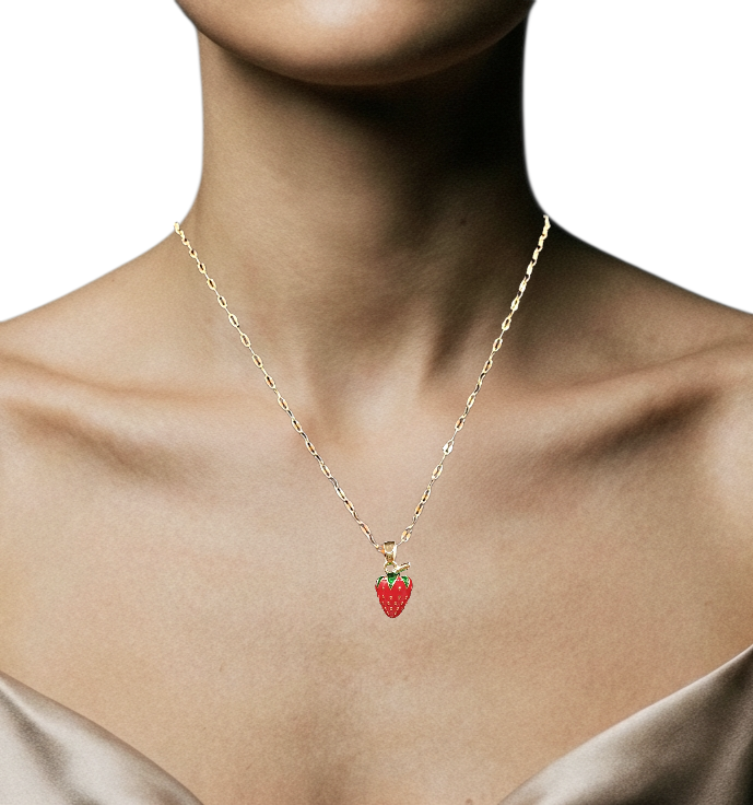 Collar de Fresita Esmaltada