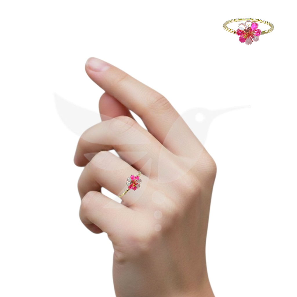 Anillo Dorado Flor de Cristal