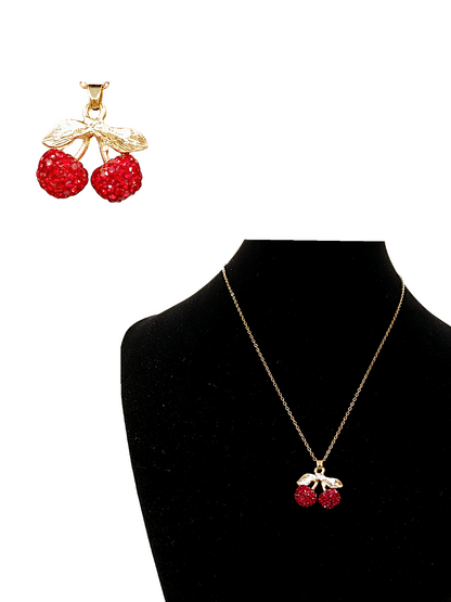 Collar Cerezas Con Cristales