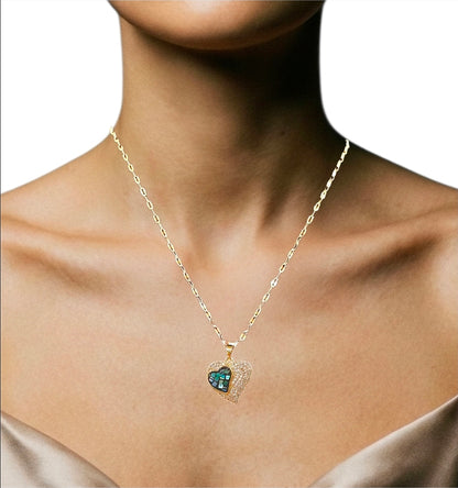 Collar de Corazón con Cristales y Abalón